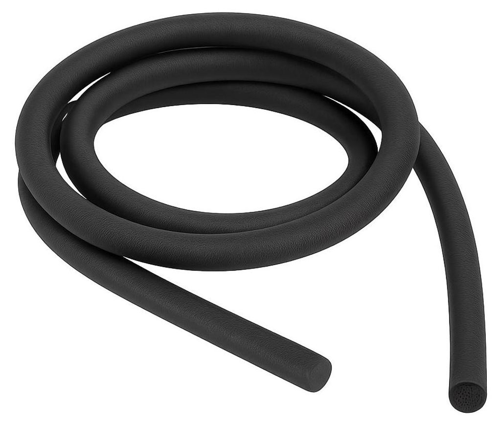 Moosgummirundschnur EPDM schwarz, ringsum mit Haut 6 mm 1 Meter