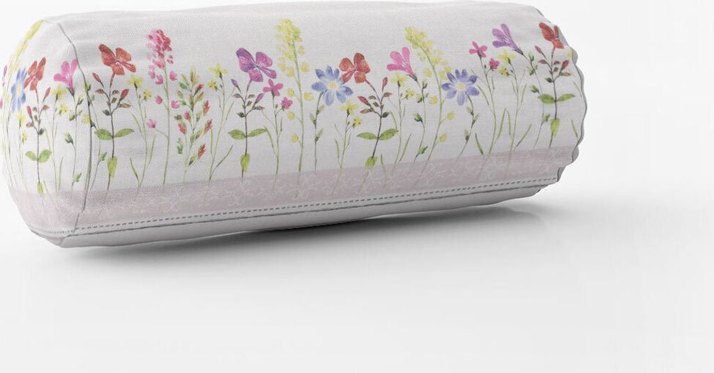 SCHÖNER LEBEN. Kissenhülle Blumen Streifen Spitze ecru bunt Größe 15x40cm (ØxB) Nackenrolle 15x40cm (ØxB) Nackenrolle Größe