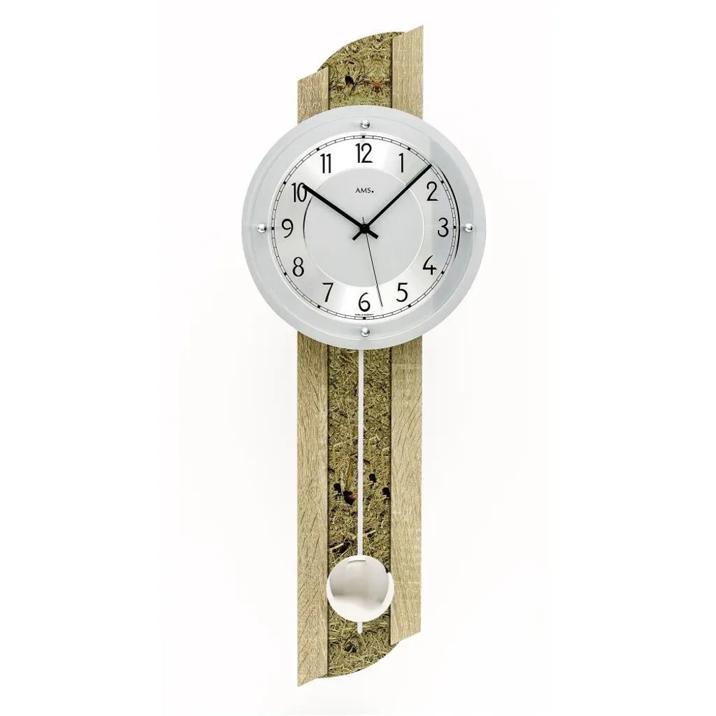 AMS montre 5326 Horloge en bois et aluminium avec réception radio DCF77