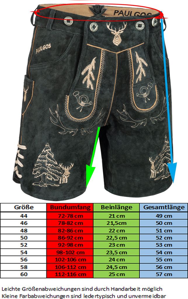PAULGOS pánske tradičné kožené nohavice krátke - HK5 - Obrázok produktu 4