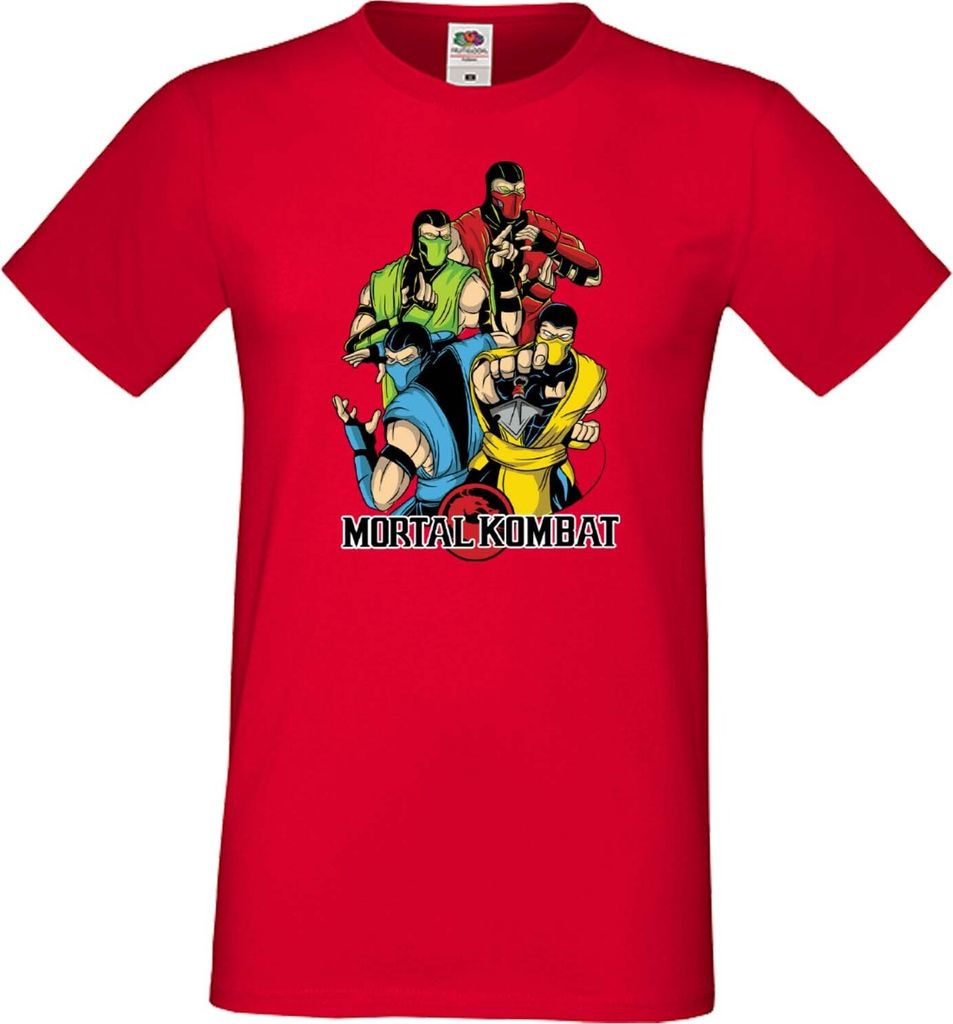 Herren T-Shirt Japan Manga Animation Comics Mortal Kombat Sub-Zero Reptile Scorpion Var-007, Man 3XL / Rot