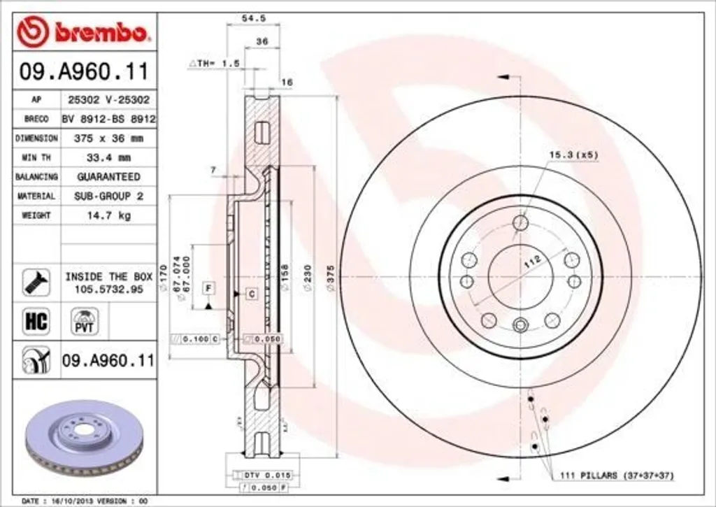 Éliminez les Vibrations : Disque de frein Brembo pour Mercedes 1664210212