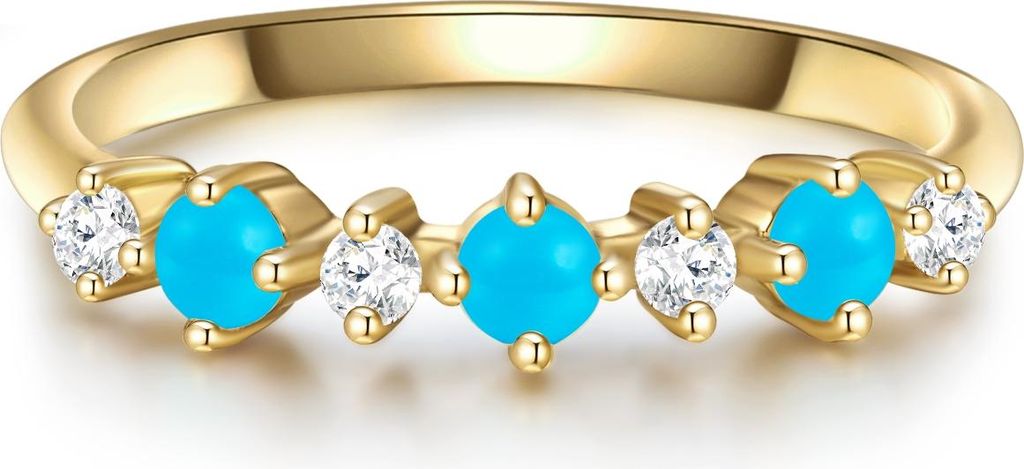 Ring Sterling Silber gelbgold Türkis (rek.) Zirkonia weiß 52