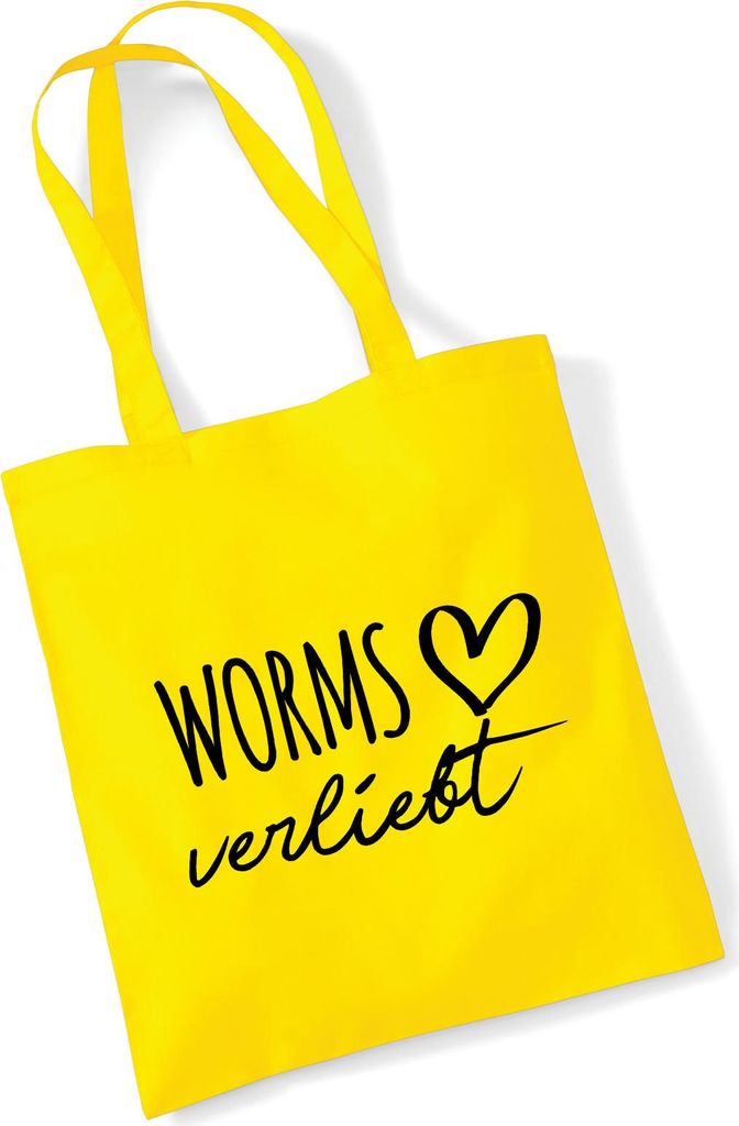 Huuraa Jutebeutel Worms verliebt 10 Liter Yellow Baumwolle Tasche Geschenkidee