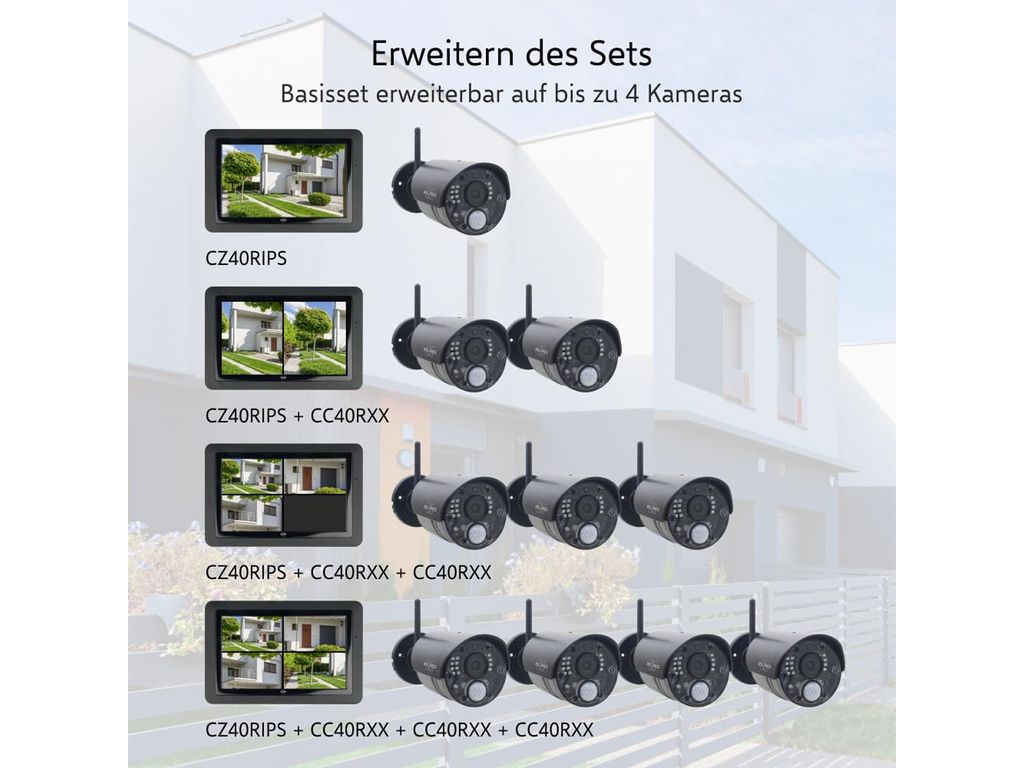 IP Überwachungskamera Set mit Aufzeichnung, 7 Zoll Monitor, Produktbild 7