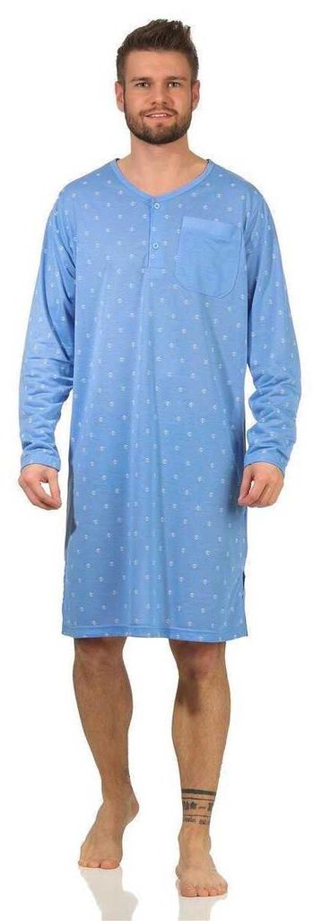 Herren Nachthemd langarm Sleepshirt; Blau M Produktbild 