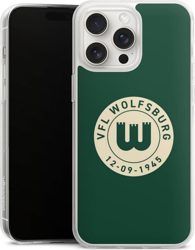 DeinDesign Handyhülle für Apple iPhone 15 Pro Max Silikon Hülle Case Smartphone Schutzhülle Offizielles Lizenzprodukt VfL Wolfsburg 80 Jahre