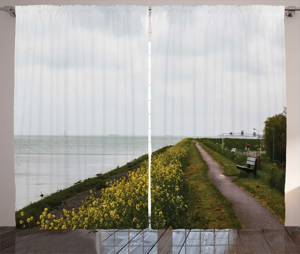 ABAKUHAUS Rideau de Salon Strand Pathway Fleurs et Mer, 280 x 225 cm