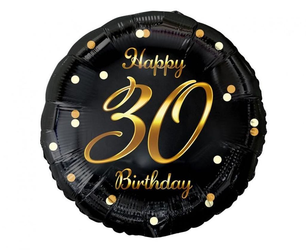Folieballon voor een 30e verjaardag, "Happy Birthday", Productafbeelding 