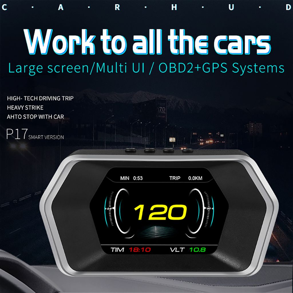 HD Hud Head-up Display OBD2 und GPS Smart Meter Digitale Auto-Geschwindigkeitsmesser Sicherheit Alarm schwarz
