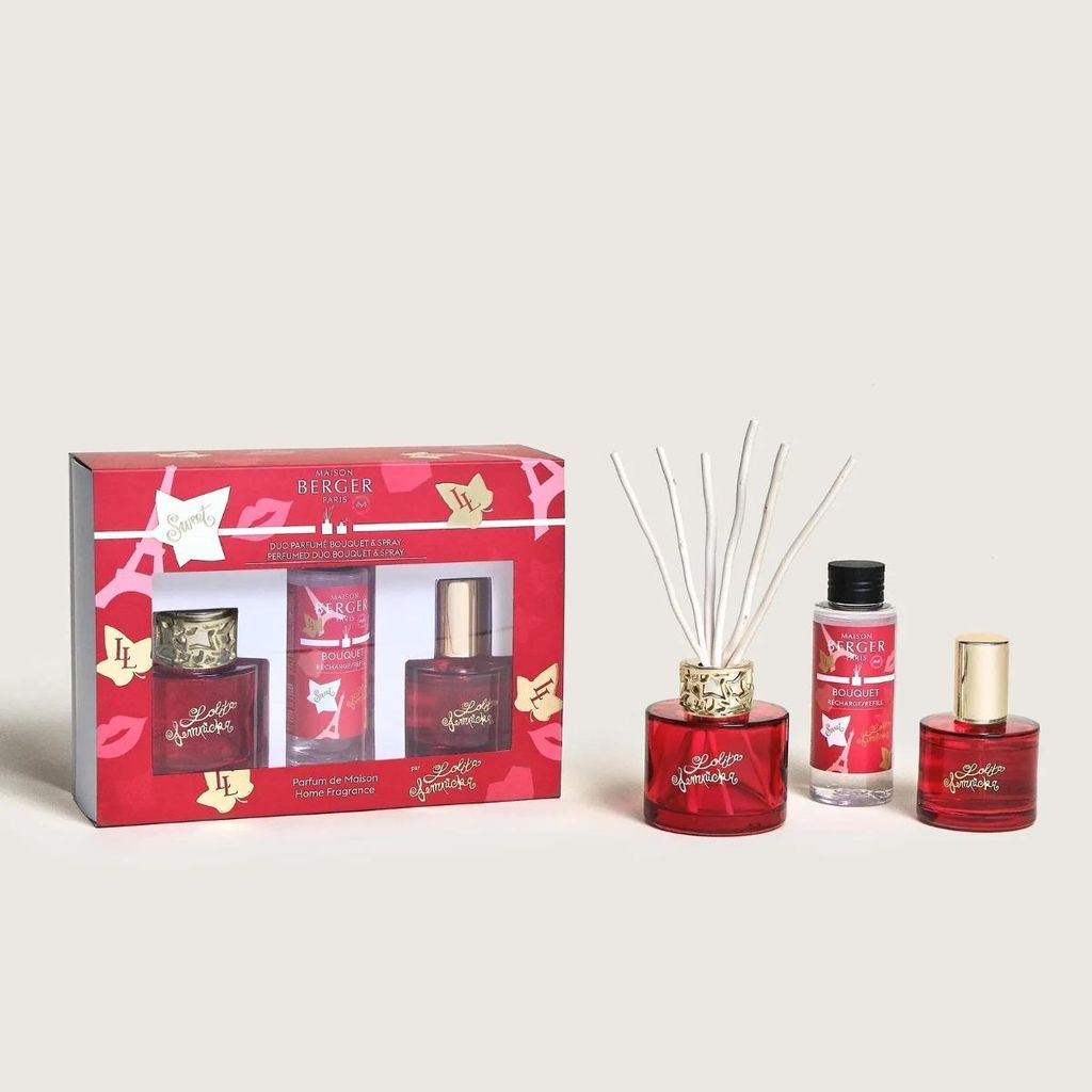 Geschenkset Mini-Diffusor Lolita Lempicka rot + Nachfü llpack und Heimspray Lolita Lempicka Sweet