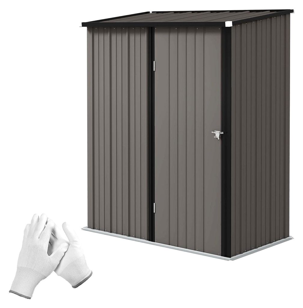 Metall Gerätehaus 1,34m² 161,5 x 94,5 x 196cm Geräteschuppen mit Pultdach, abschließbare Tür, wetterfest, Gartenhaus für Außenbereich, hellgrau