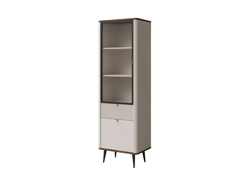 Tkmoebel Vitrine Marly 03 L/P Kaschmir/Walnuss 60/191/40 cm