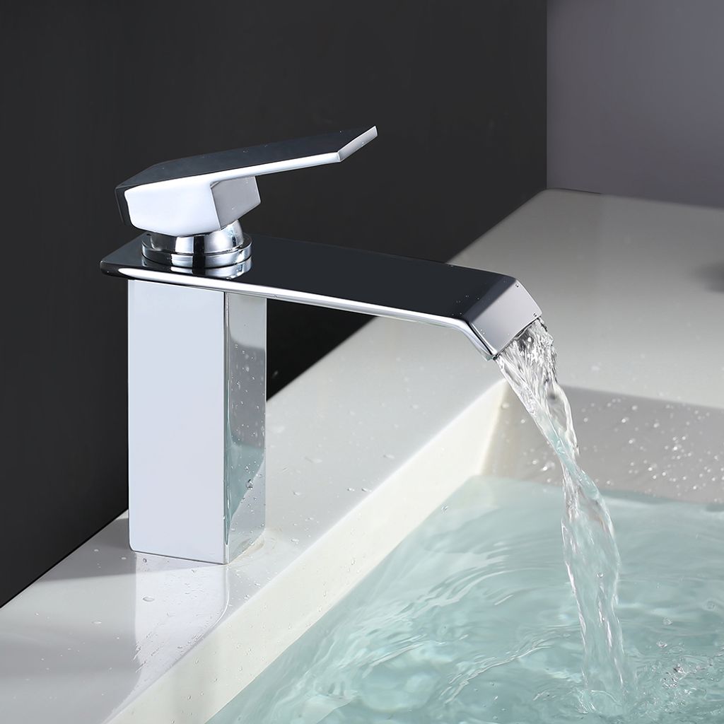 Einhebelmischer Wasserhahn,Bad Wasserfall Waschbecken Faucet Armatur Brass DE 