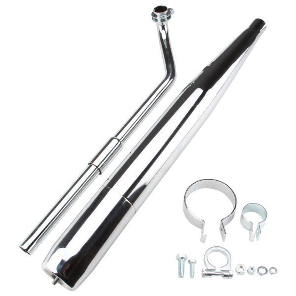 Auspuff (zu) + P2 Krümmer rechtsabgehend Steck + Schellen SET für Hercules Prima M