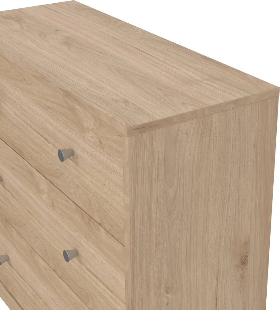 Commode Gain de Place 3 Tiroirs pour Chambre et Entrée - Chêne Marron - 6