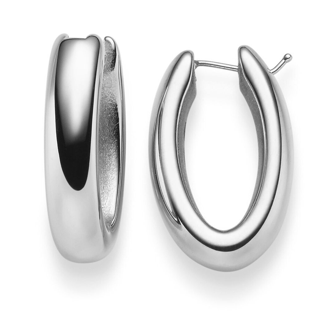 Paar Creolen 27,5x6,5mm Ohrringe Ohrschmuck 585 Gold Weißgold glänzend leicht