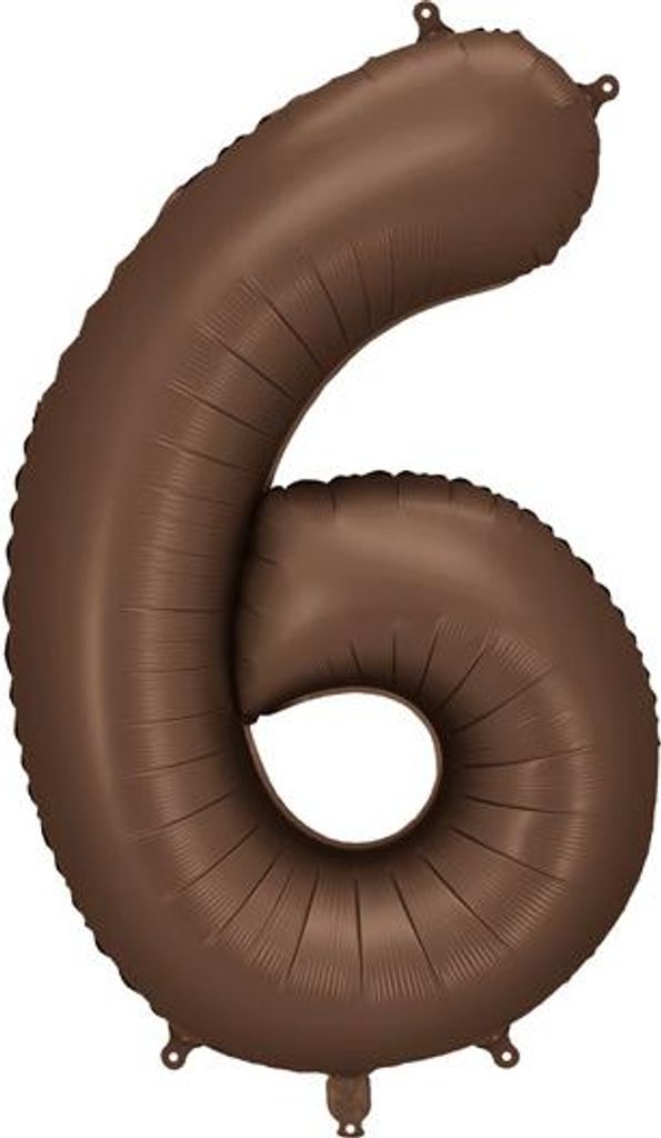 Balon foliowy Cyfra „6” - 86 cm, mocca, brązowy, satynowy Zdjęcie produktu 