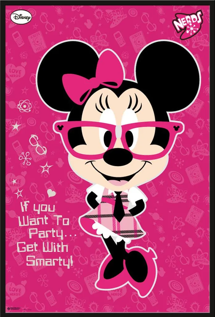 Poster Minnie Nerds sous Cadre Shinsuke Noir et Vitre Acrylique 61x91