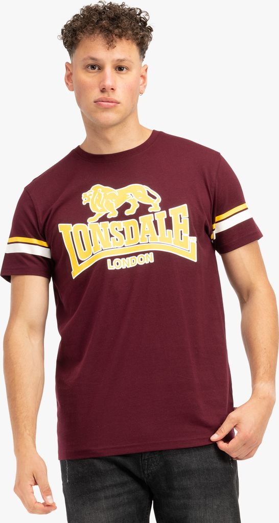 Herren T-Shirt normale Passform METHLEY Oxblood/Yellow/White XXL Lonsdale