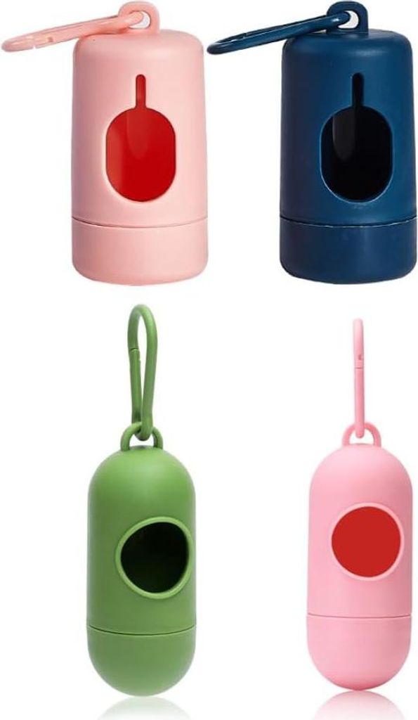 4 Stück Hundekotbeutelhalter - Kotbeutelspender - Mit Karabinerhaken - Für Katzen, Hunde, im Freien und Freizeitaktivitäten