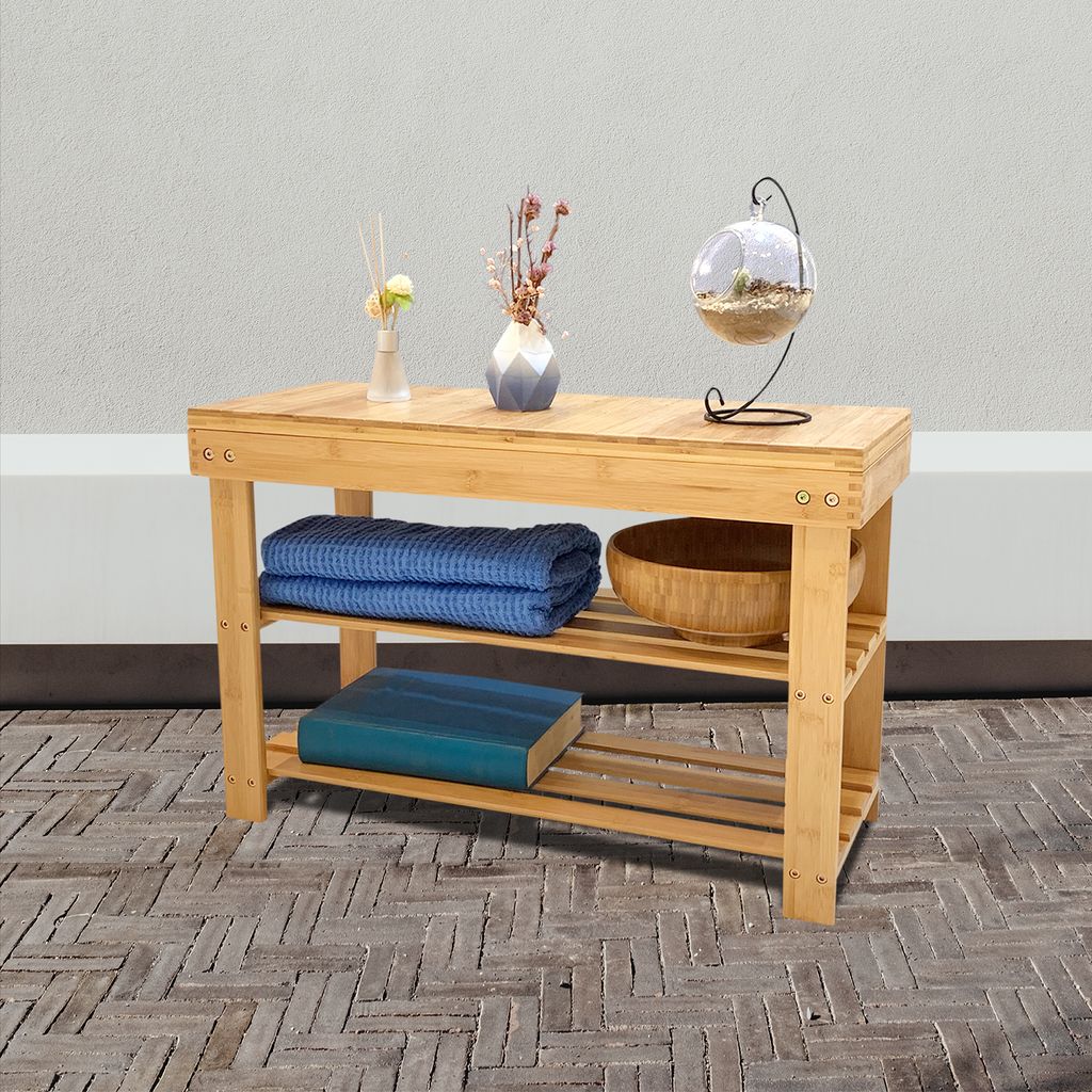 Regal aus Bambus 69x28x45 cm - Pflanzenregal, Schuhregal, Badezimmer Regal