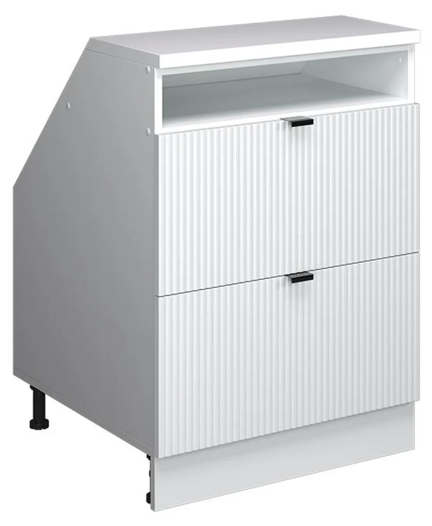 Meuble bas blanc cannelé 60x60 cm Vicco R-Line avec 2 tiroirs profonds
