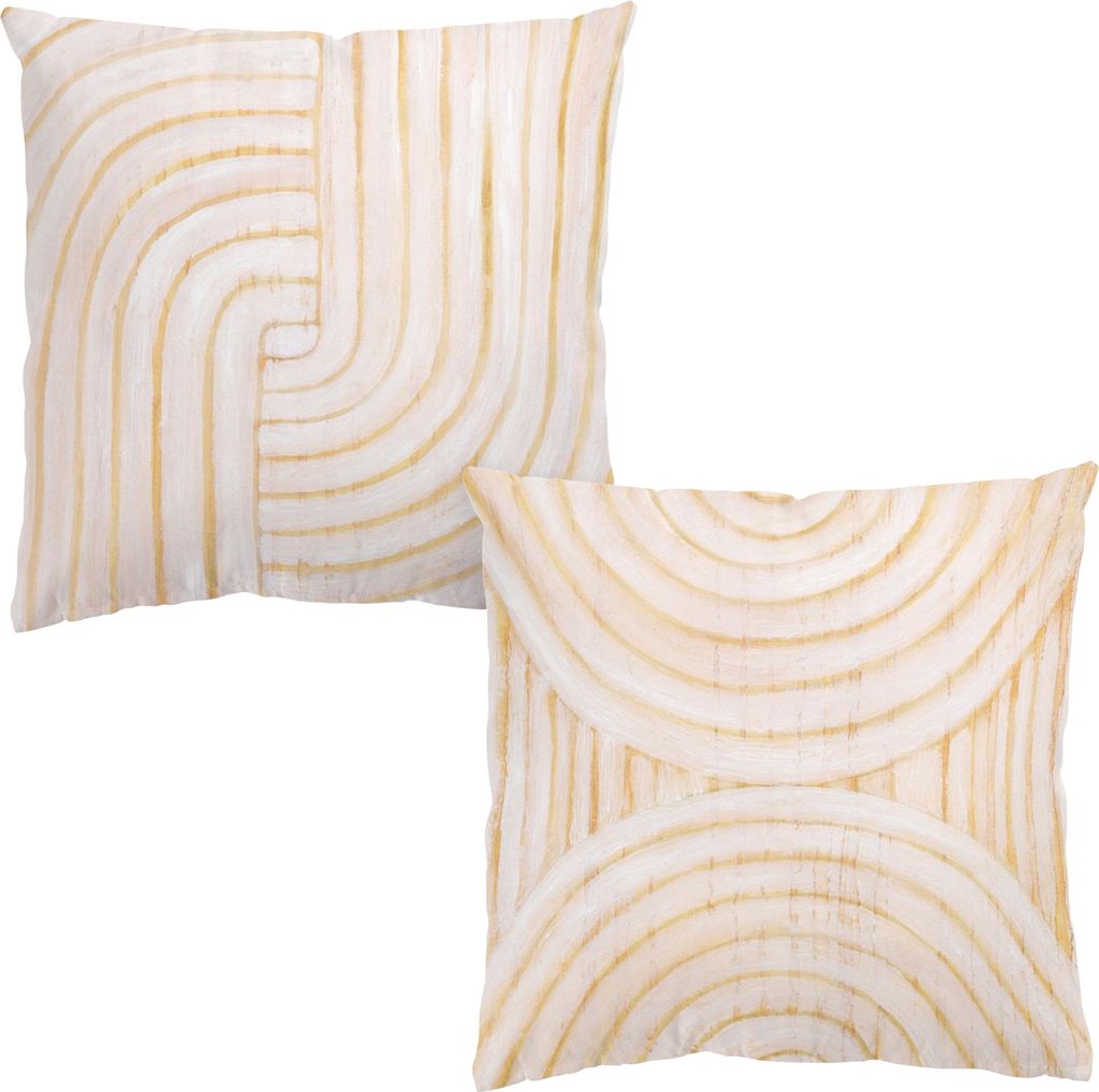 Dekokissen 2-teilig Muster drinnen / Indoor Zierkissen Samt waschbar Geometrisch beige Abstrakt Sofakissen ohne Füllung