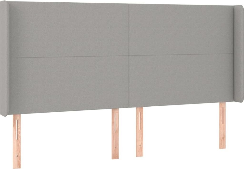 Kopfteil mit Ohren Hellgrau 183x16x118/128 cm Stoff