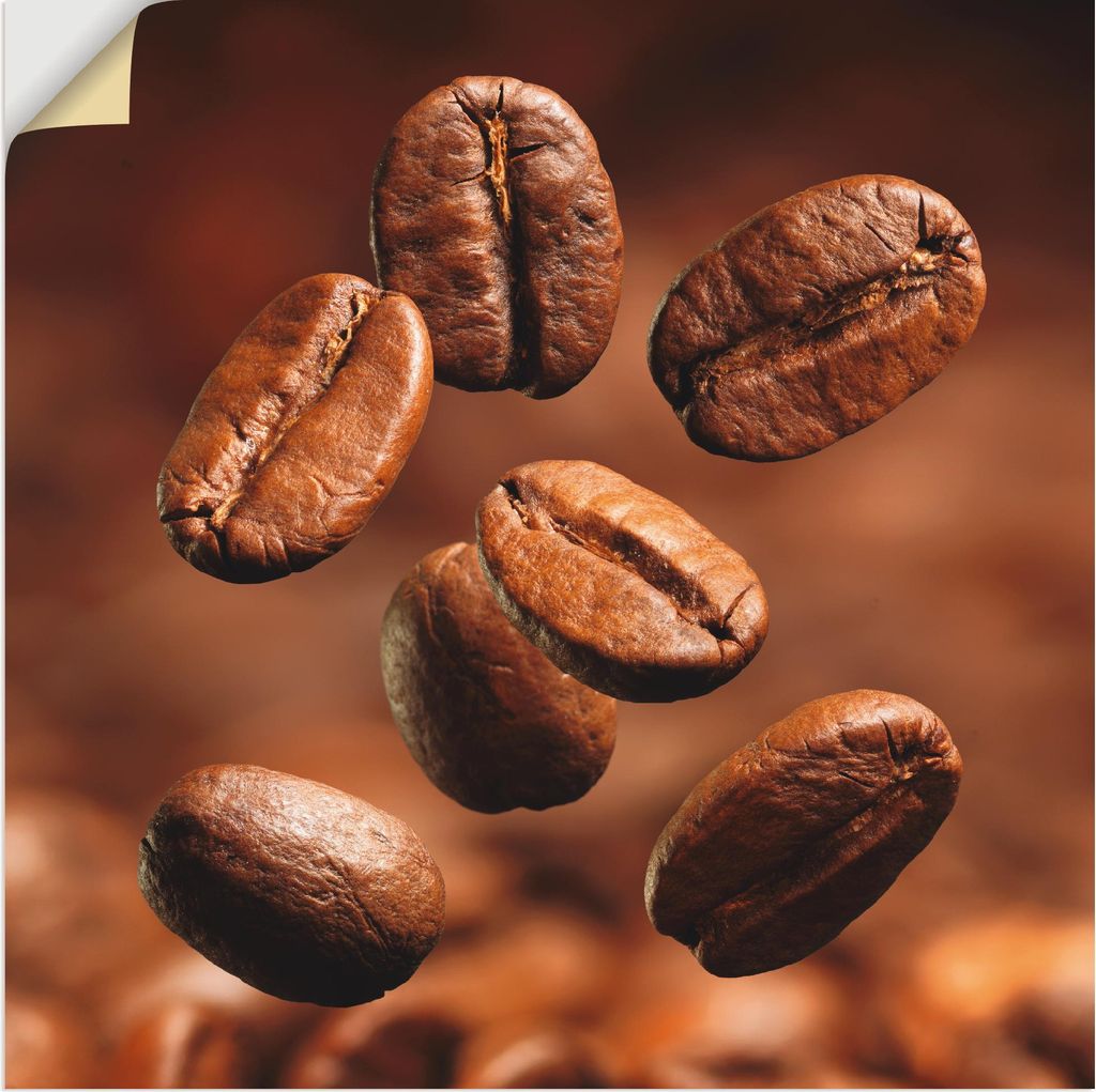 ARTland Wandbild, selbstklebend Nahaufnahme von Kaffeebohnen Größe: 70x70 cm