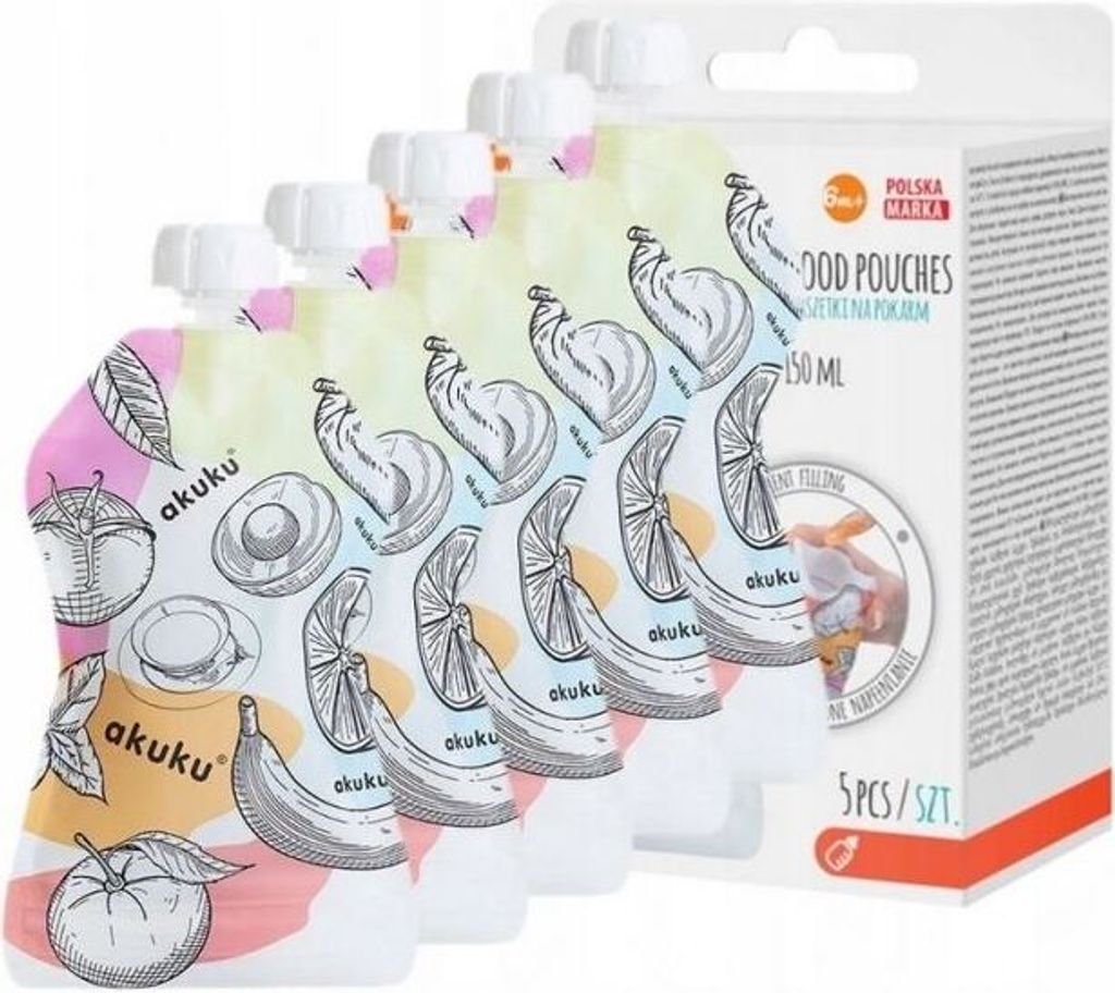 Akuku squeeze bag Riutilizzabile 150ml Senza BPA Lavabile Immagine del prodotto 