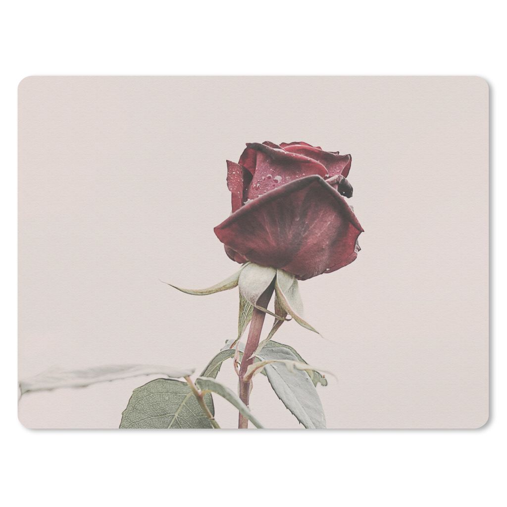 MuchoWow Mauspad Mousepad Blumen - Rot - Rosen - Grün 40x30 cm - Mousepads - Maus Mat - Pad - Mausunterlage - Anti Rutsch