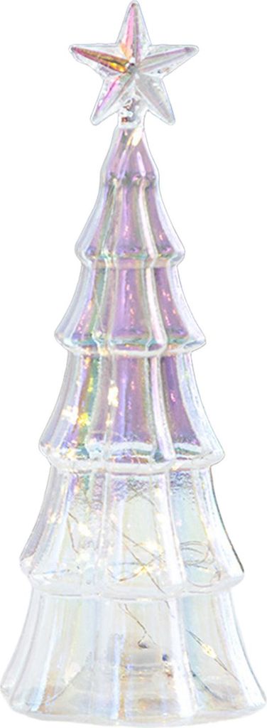 Beleuchteter Glas-Weihnachtsbaum, Tischdekoration, leuchtende Weihnachtsbaumfigur für Weihnachtsfeiern, Tischdekoration, Kaminsimsdekoration