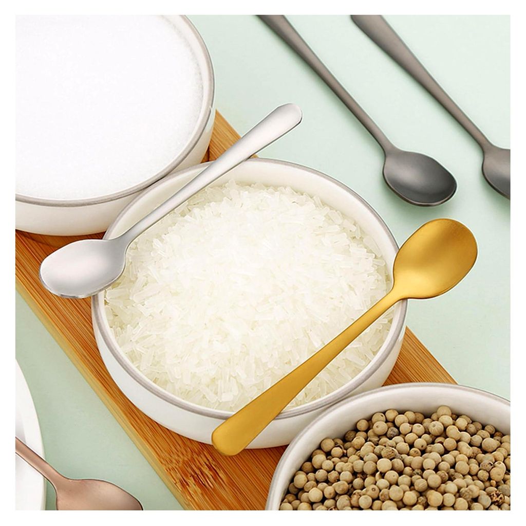 12 Stück Edelstahllöffel, Espressolöffel, Goldlöffel, Minilöffel, Mattgoldene Kaffeelöffel, Teelöffel, Löffelset