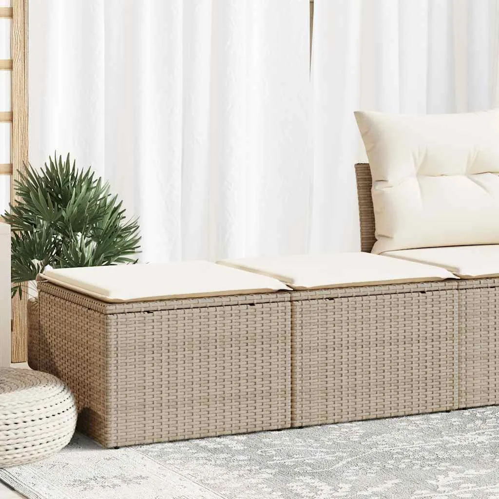 BEI CLORIS Set Mobili Giardino 2 Pezzi Poly Rattan e Acacia Beige