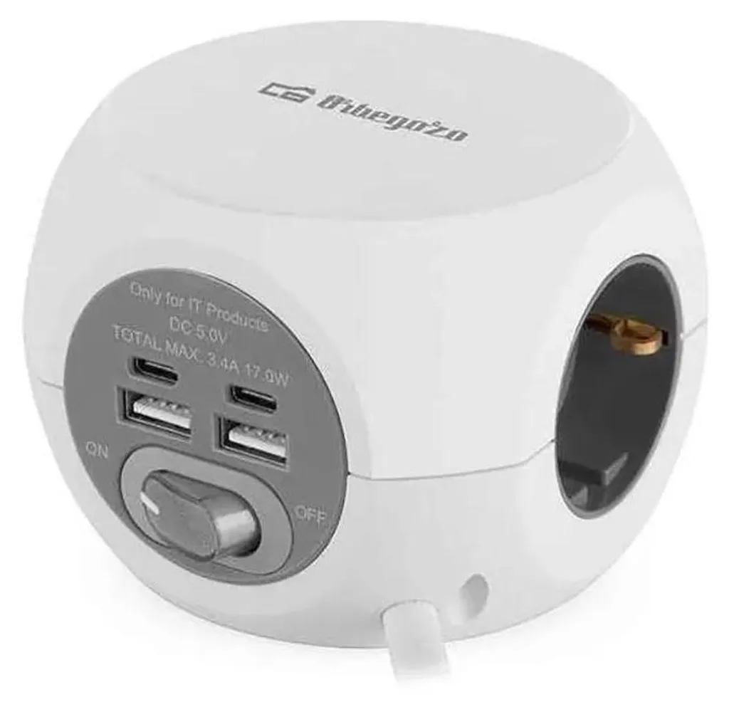 Prise multiple Orbegozo 4000W avec 3 prises et 4 ports USB A et C