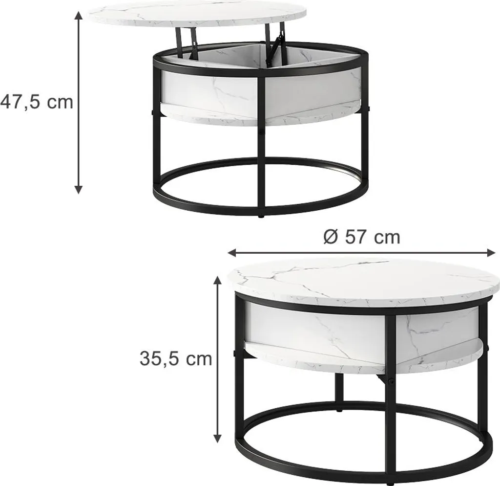 Table basse Vicco Marlo Marbre blanc 57x57cm Modèle 55940 Design Chic