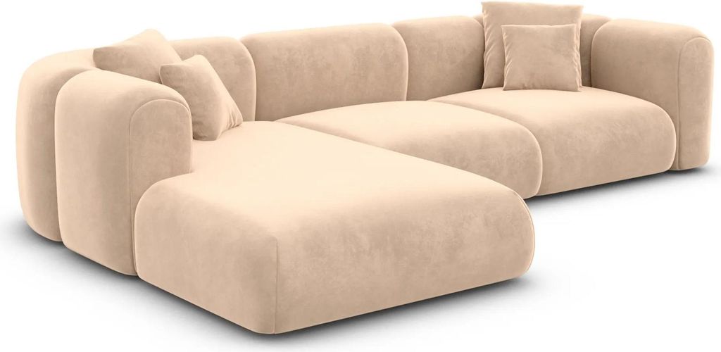Samtstoff L-Form Sofa Belio Beige Links