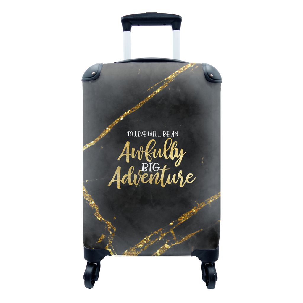 MuchoWow Koffer Handgepäck Trolley Rollkoffer Kleine Reisekoffer mit 4 Rollen - Zitate - Abenteuer - Gold - Glitzer - Cabin Size < 55x40x23 cm &...