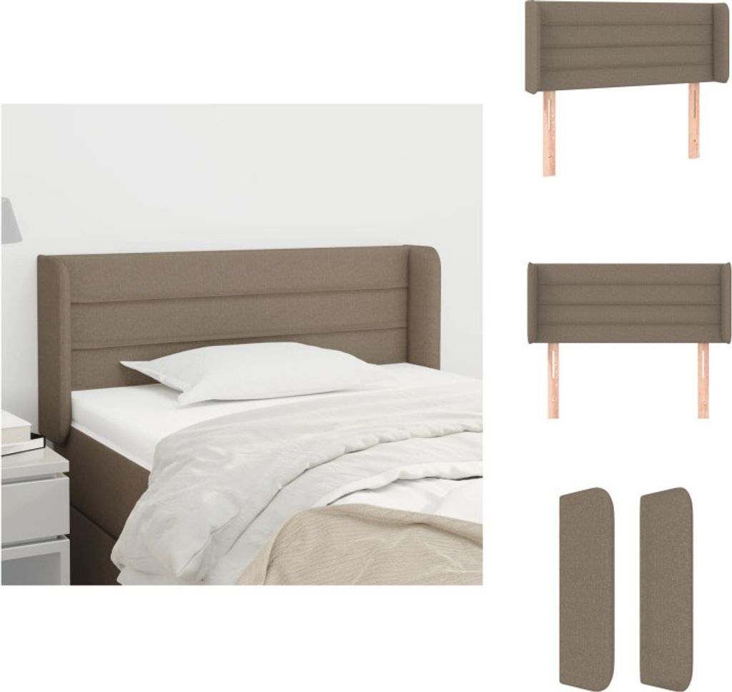 vidaXL Kopfteil mit Ohren Taupe 83x16x78/88 cm Stoff - Kopf- & Fußenden