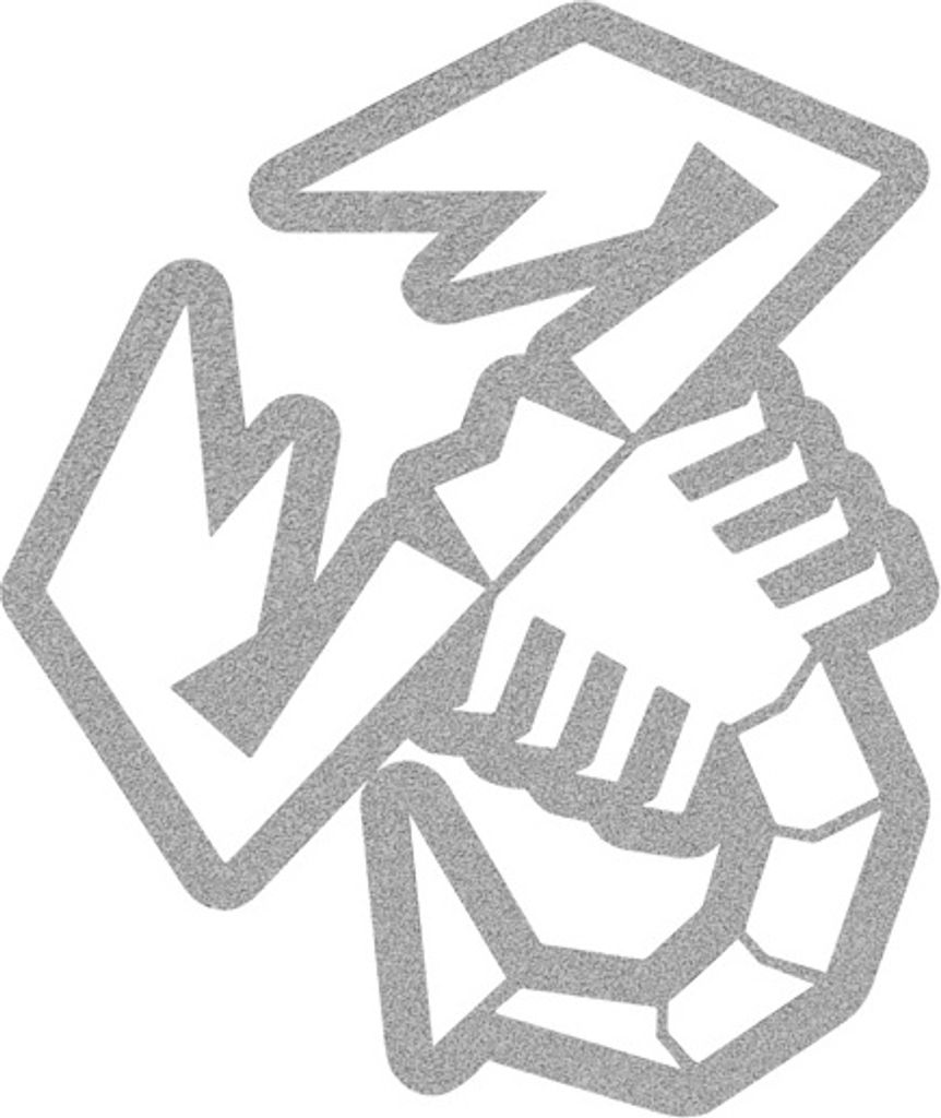 Abarth Offizielle Aufkleber Skorpion, Transparent mit Silberfarbe Rand, 12 cm