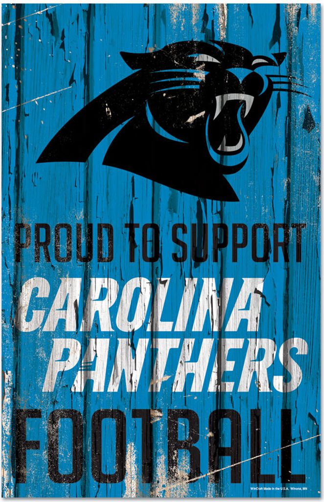 NFL Carolina Panthers Proud to Support Football Wood Sign Holzschild Holz Deko 43x28cm