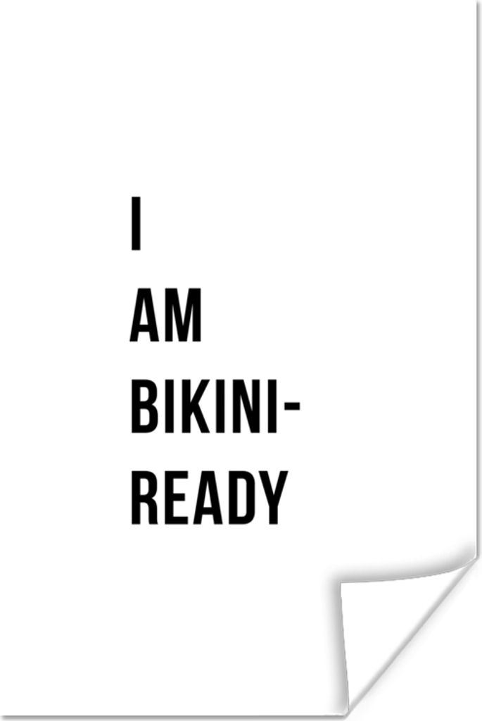 MuchoWow Poster Weiß - Zitat - Ich bin bereit für den Bikini 120x180 cm - Kunstposter