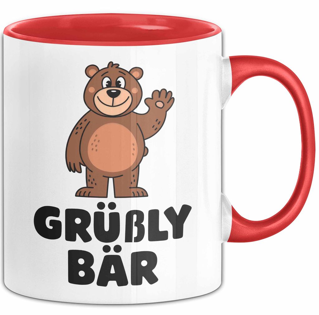 Bär Tierliebhaber Tasse Geschenk Lustige Geschenkidee Spruch Grüßly Bär (Rot)