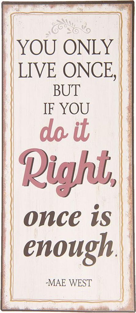 Clayre & Eef Textschild 13x30 cm Beige Metall