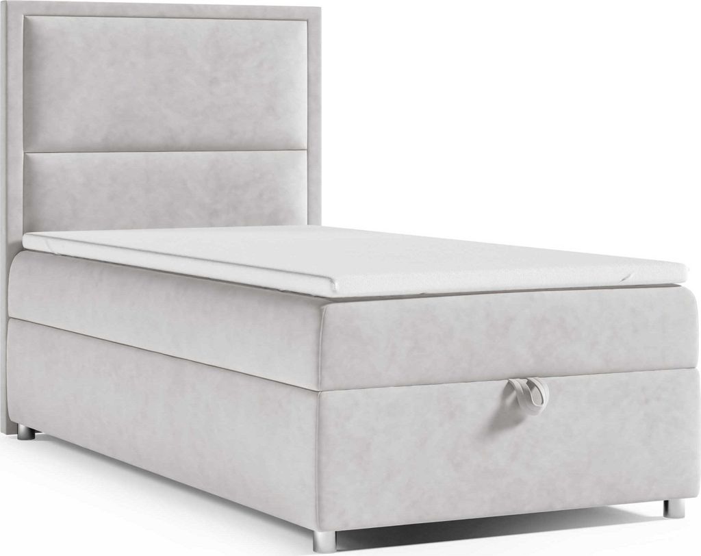 Best for Home Boxspringbett mit Bettkasten Trinity K11-SINGLE 80x200 Bonellfederkern inkl. Topper - Silber