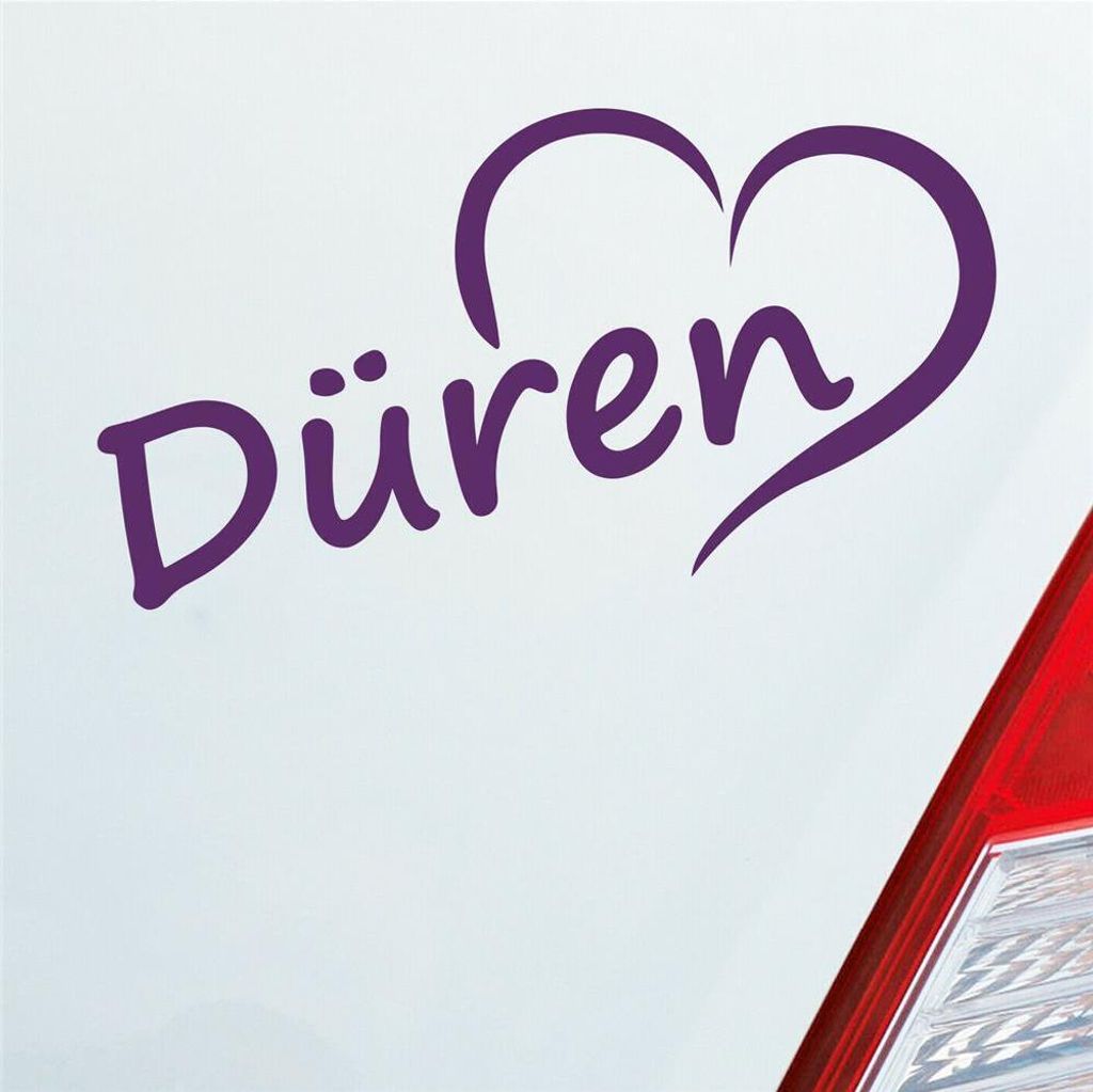 Auto Aufkleber Düren Herz Stadt City Liebe Love Heimat 15,5x8 cm Lila Sticker Heckscheibenaufkleber