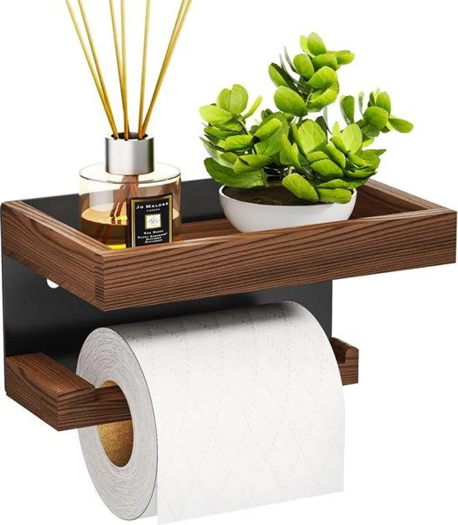 Porte-savon mural en bois et dévidoir essuie-tout de cuisine 35cm