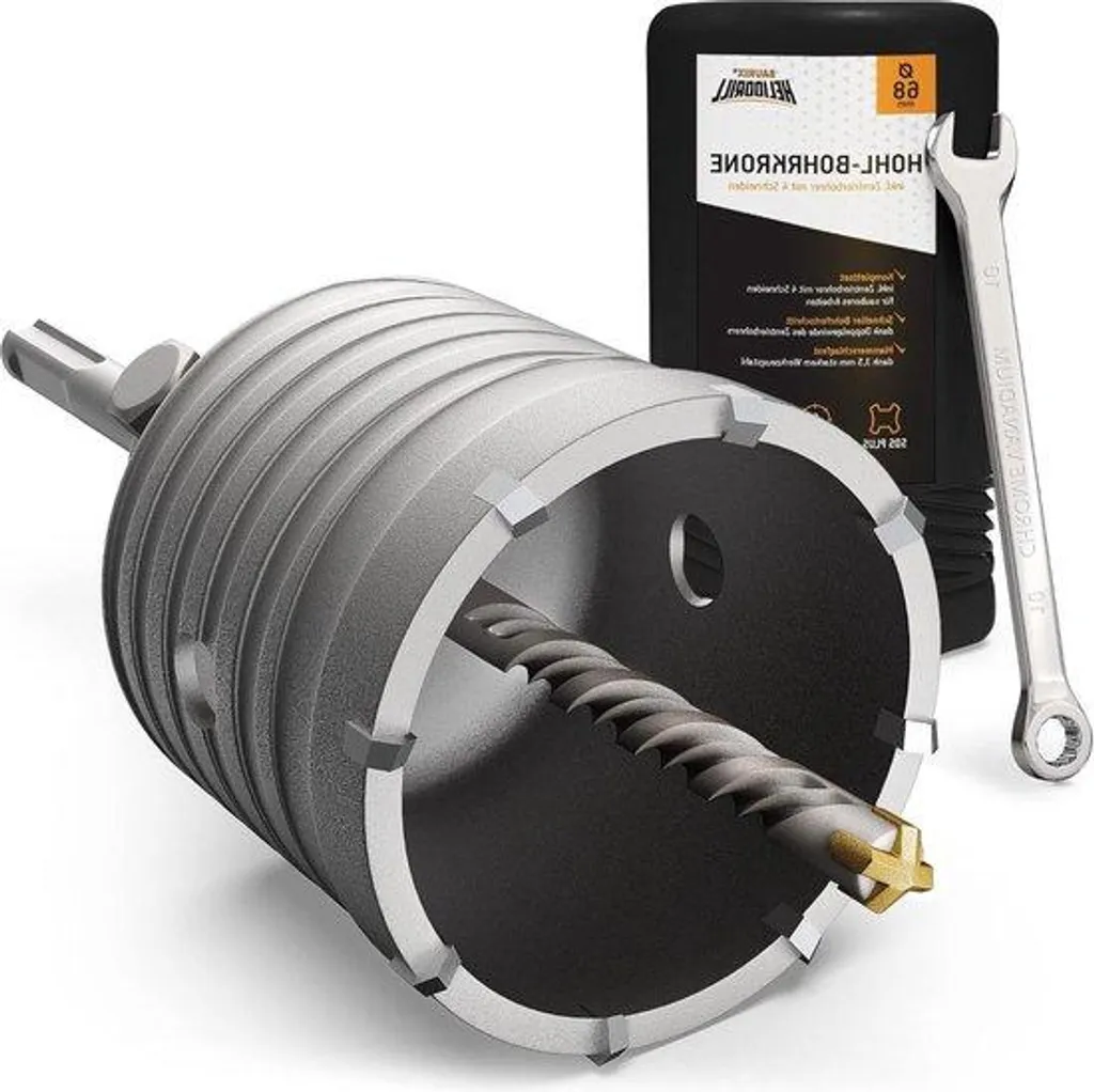 Foret à percussion SDS Plus 68 mm 8 dents carbure pour mortier de ciment