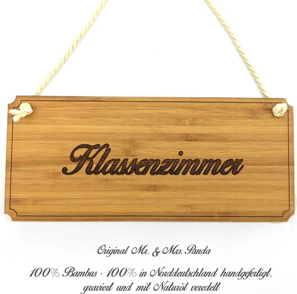 Mr. & Mrs. Panda Schild Klassenzimmer - Geschenk, Holzschild, Hinweisschild, Wegweiser, Shabby, Geschenkidee, Graviert, Türschild, Landhaus, Holz